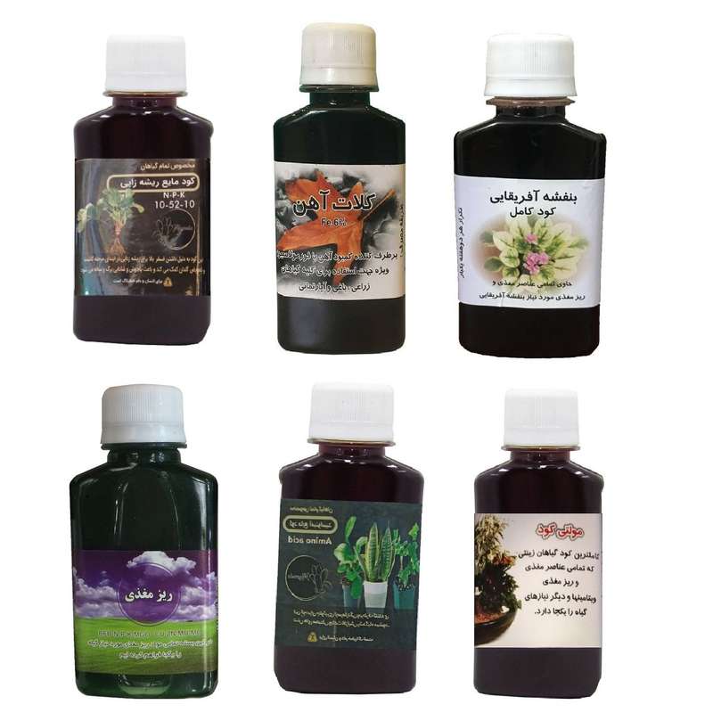 کود مایع فسفر ریشه زایی 10-52-10 و کلات آهن و بنفشه آفریقایی و ریز مغذی و مولتی کود و امینو اسید مدل life drope حجم 120 میلی لیتر