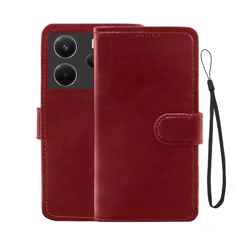 کیف کلاسوری لئون مدل kiif مناسب برای گوشی موبایل شیائومی Redmi Note 14 4G به همراه بند آویز