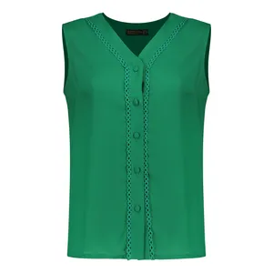 شومیز بدون آستین یقه هفت زنانه برنس مدل پارمیس