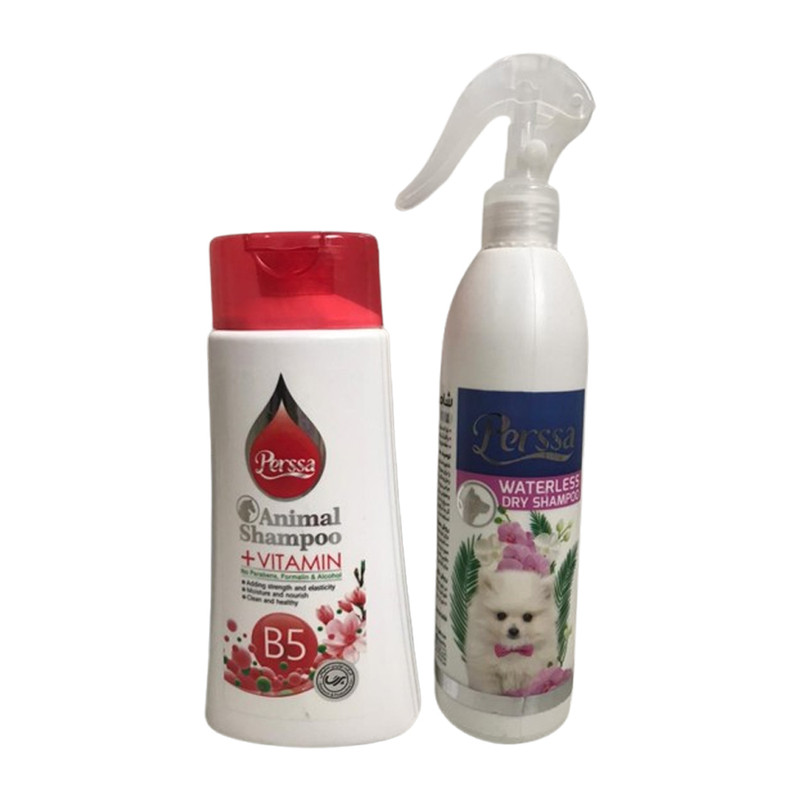 شامپو خشک و ویتامینه سگ و گربه پرسا وزن 550 میلی لیتر مجموعه 2 عددی 