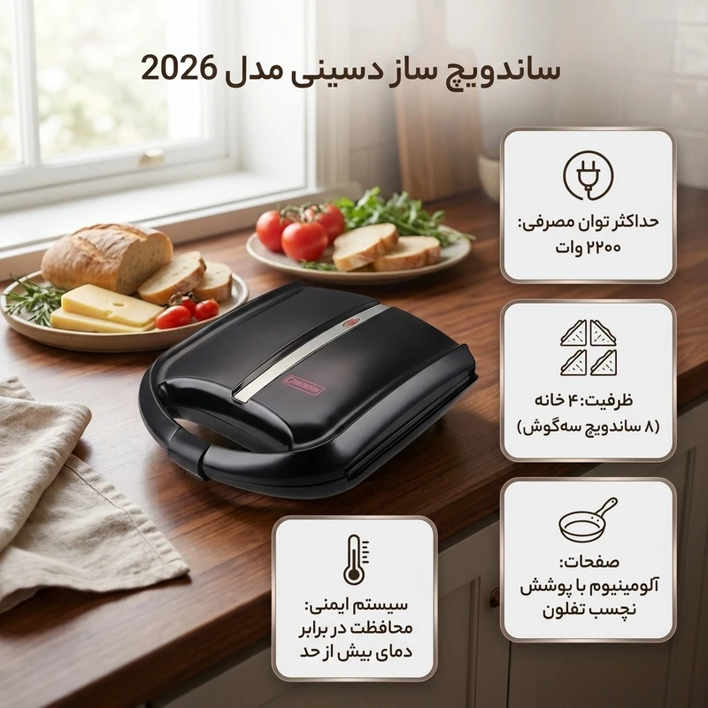 عکس شماره 2 : ساندویچ ساز چهار خانه دسینی مدل 2026