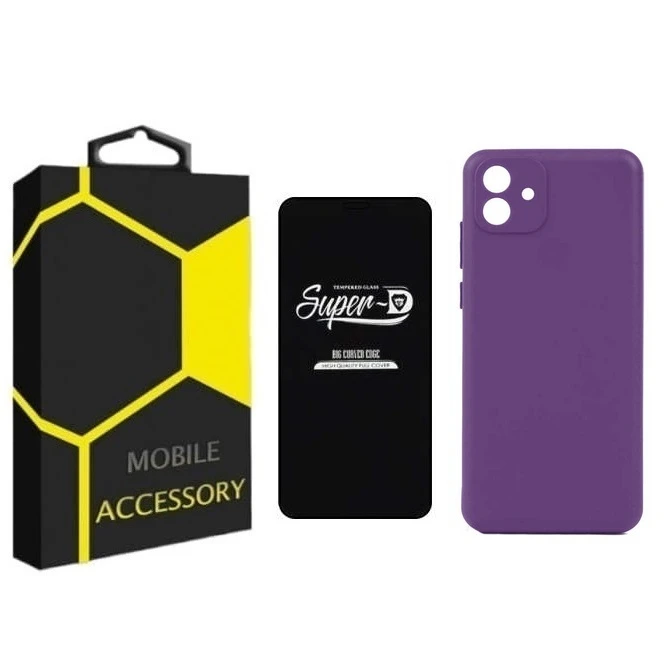 کاور مدل silicon مناسب برای گوشی موبایل سامسونگ Galaxy A04 به همراه محافظ صفحه نمایش