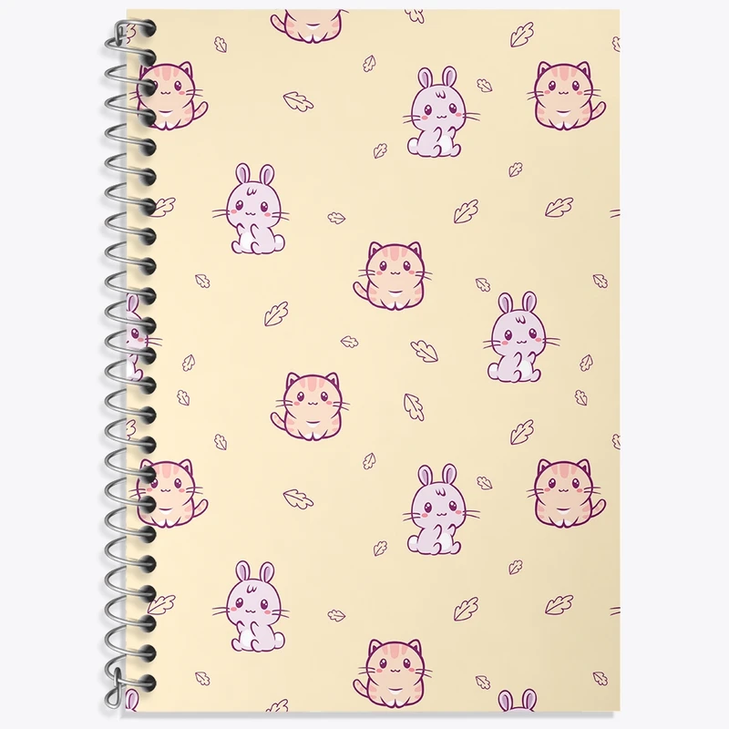 دفتر زبان 50 برگ خندالو مدل سه خط طرح خرگوش و گربه کیوت کد N1304