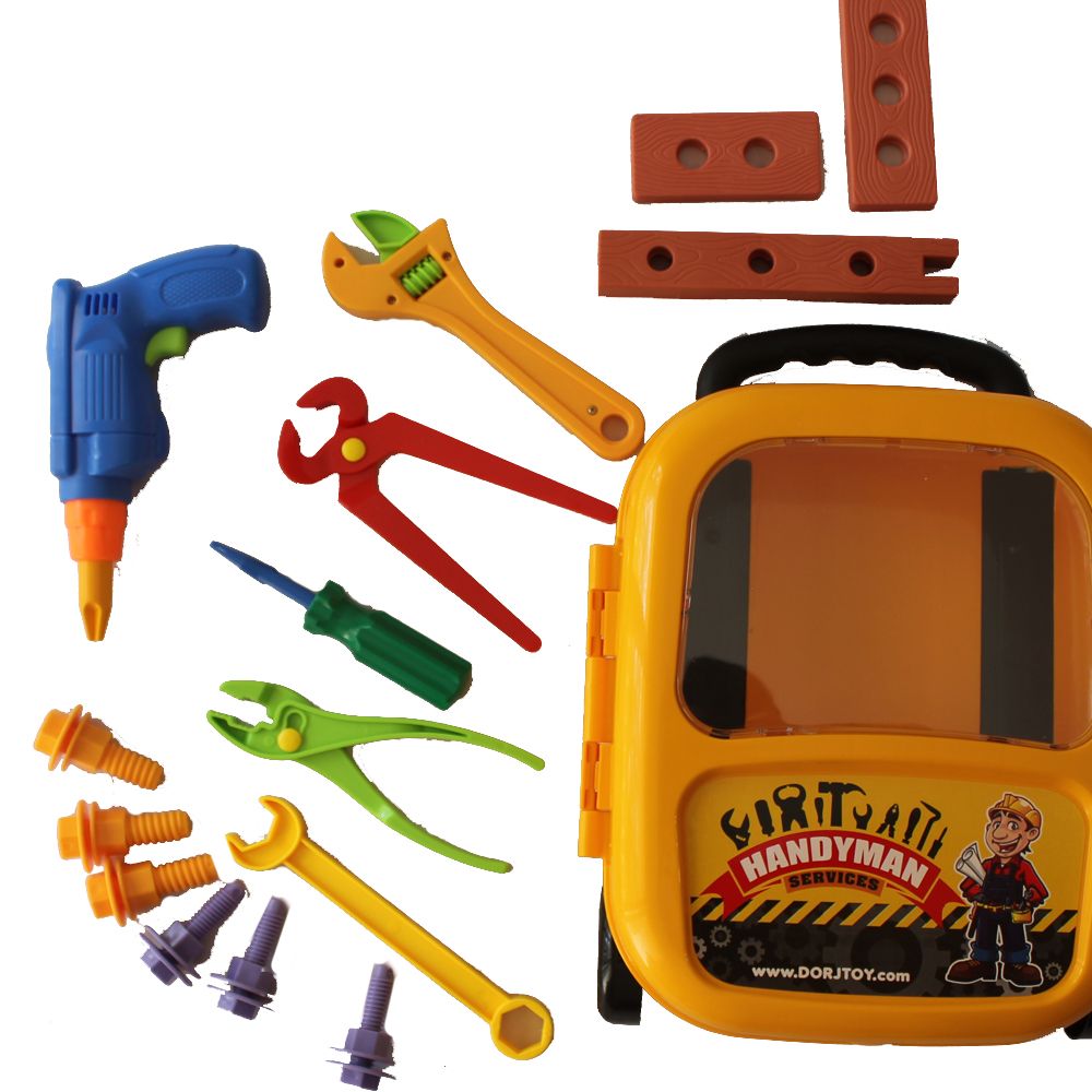 ست اسباب بازی ابزار نجاری مدل چمدانی چرخ دار -  - 3