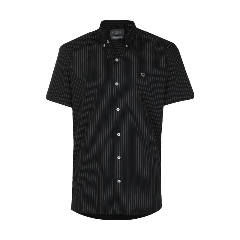 پیراهن آستین کوتاه مردانه دیورسو مدل راه راه اینفینیتی رنگ مشکی