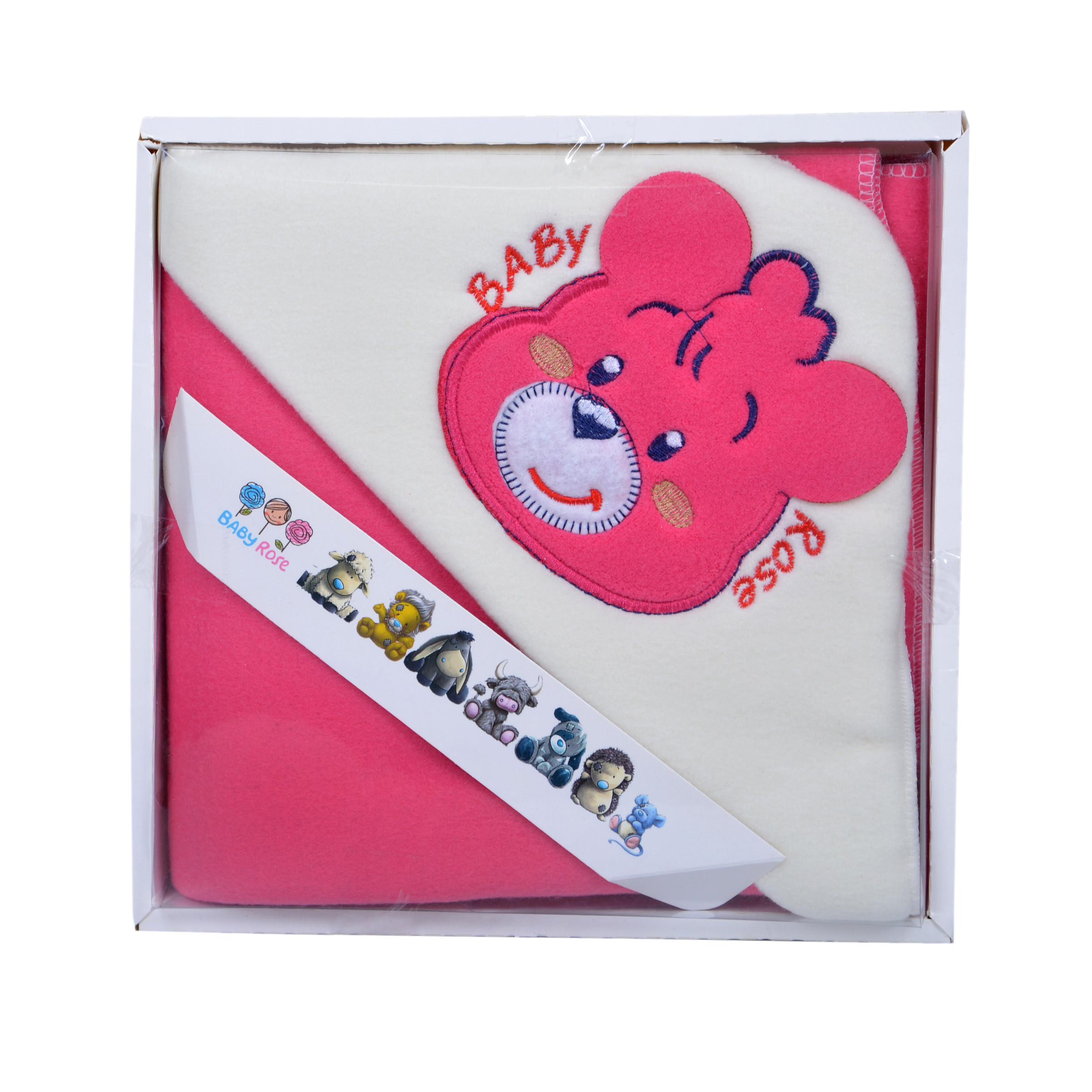 پتو نوزادی بیبی رز مدل خرس مهربان سایز 77x74 سانتی متر