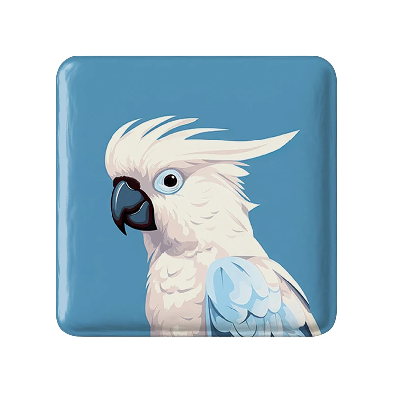 مگنت خندالو طرح پرندگان زینتی مدل مربعی کد 30495