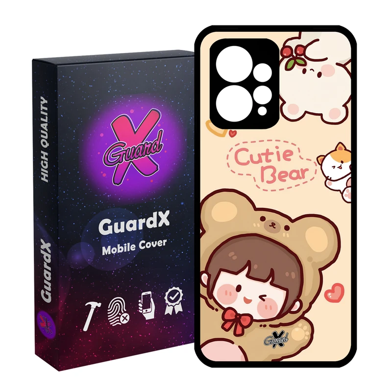 کاور گارد ایکس طرح خرسی مدل Glass10506 مناسب برای گوشی موبایل شیائومی Redmi Note 12 4G
