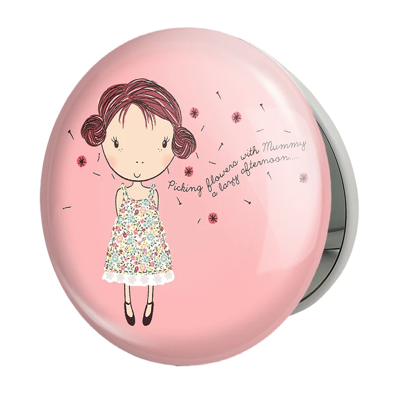 آینه جیبی خندالو طرح دخترونه مدل تاشو کد 6074 