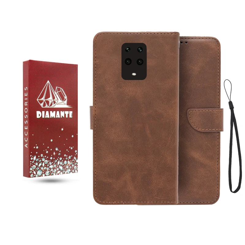 کیف کلاسوری دیامانته مدل جاکارتی بنددار مناسب برای گوشی موبایل شیائومی Redmi Note 9s به همراه بند آویز