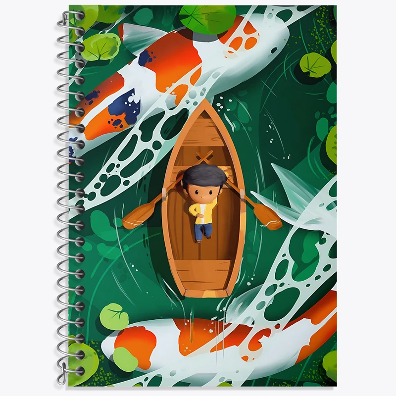 دفتر زبان 50 برگ خندالو مدل دو خط طرح پسر و قایق کد N5671