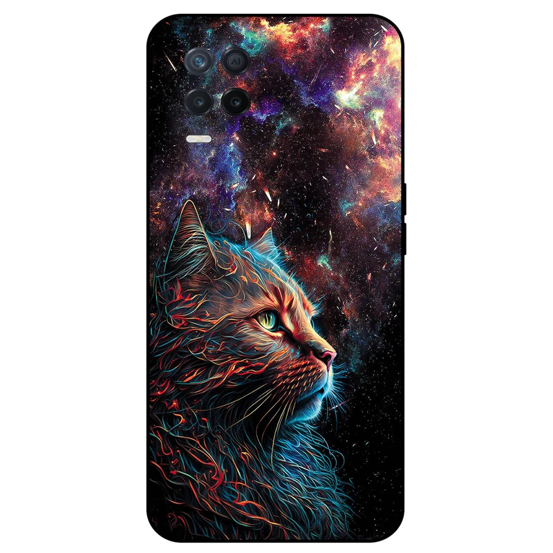 کاور مگافون طرح گربه کهکشانی مدل 4203 مناسب برای گوشی موبایل ریلمی 8 5G
