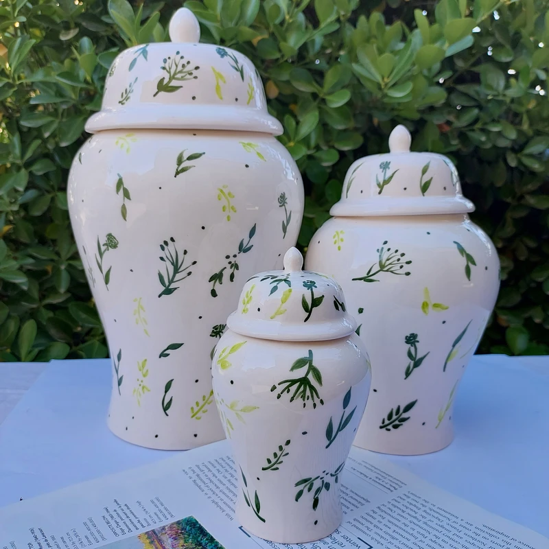 عکس شماره 4 : بانکه سرامیکی مدل جینجر جار طرح گل کد zp101 مجموعه 3 عددی