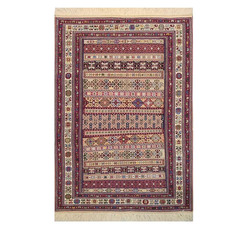 گلیم دستباف یک متری طرح سوزنی مدل AA254