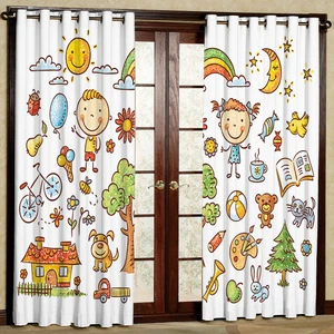 پرده مدل دختر و پسر نقاشی مخمل پانچی کد 1168L سایز 140x280 سانتی متر