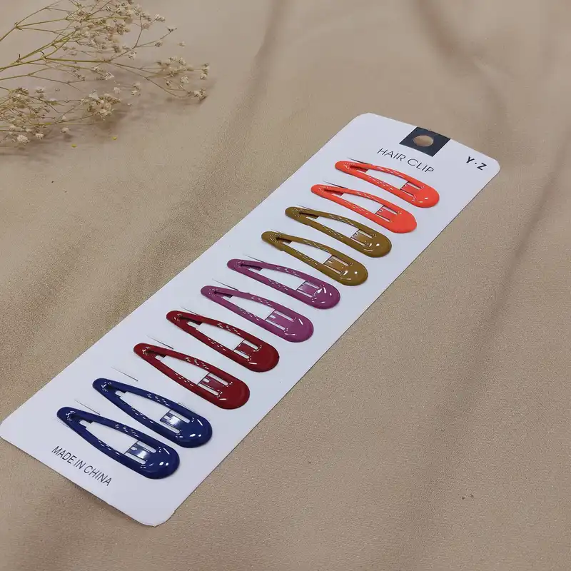 گیره مو دخترانه مدل تق‌ تقی 1 بسته  10 عددی