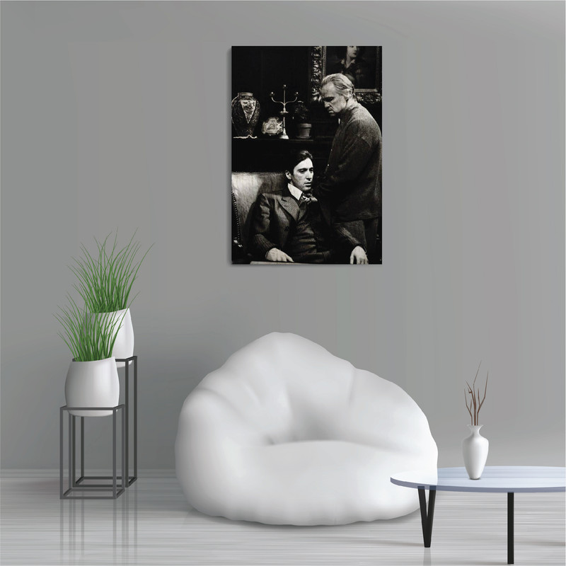 تابلو شاسی طرح فیلم پدرخوانده مارلون براندو و آل پاچینو Godfather Marlon Brando Al Pacino مدل M0450 تابلو شاسی طرح فیلم پدرخوانده مارلون براندو و آل پاچینو Godfather Marlon Brando Al Pacino مدل M0450