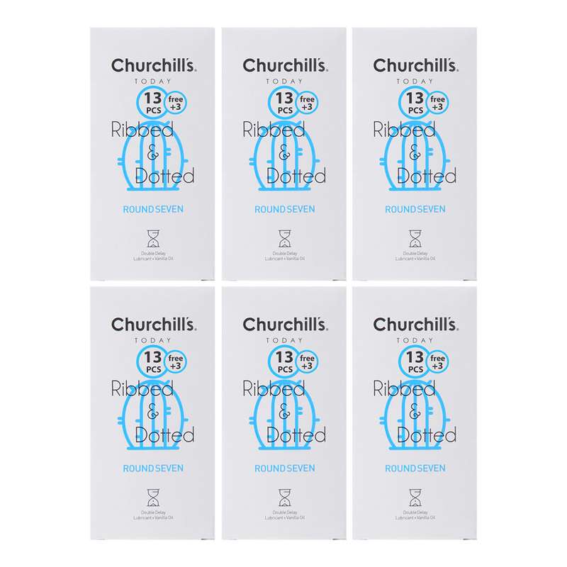 کاندوم چرچیلز مدل CHC_ribbeed&dotted-roundseven مجموعه 6 عددی