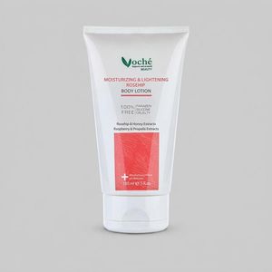 لوسیون بدن روشن‌کننده و مرطوب‌کننده وچه مدل Rosehip حجم 150ml با عصاره رز هیپ، عسل، آلوئه‌ورا و روغن هسته انگور، مناسب انواع پوست، رفع لک، یکنواخت‌کننده رنگ پوست، آبرسان و ضد پیری