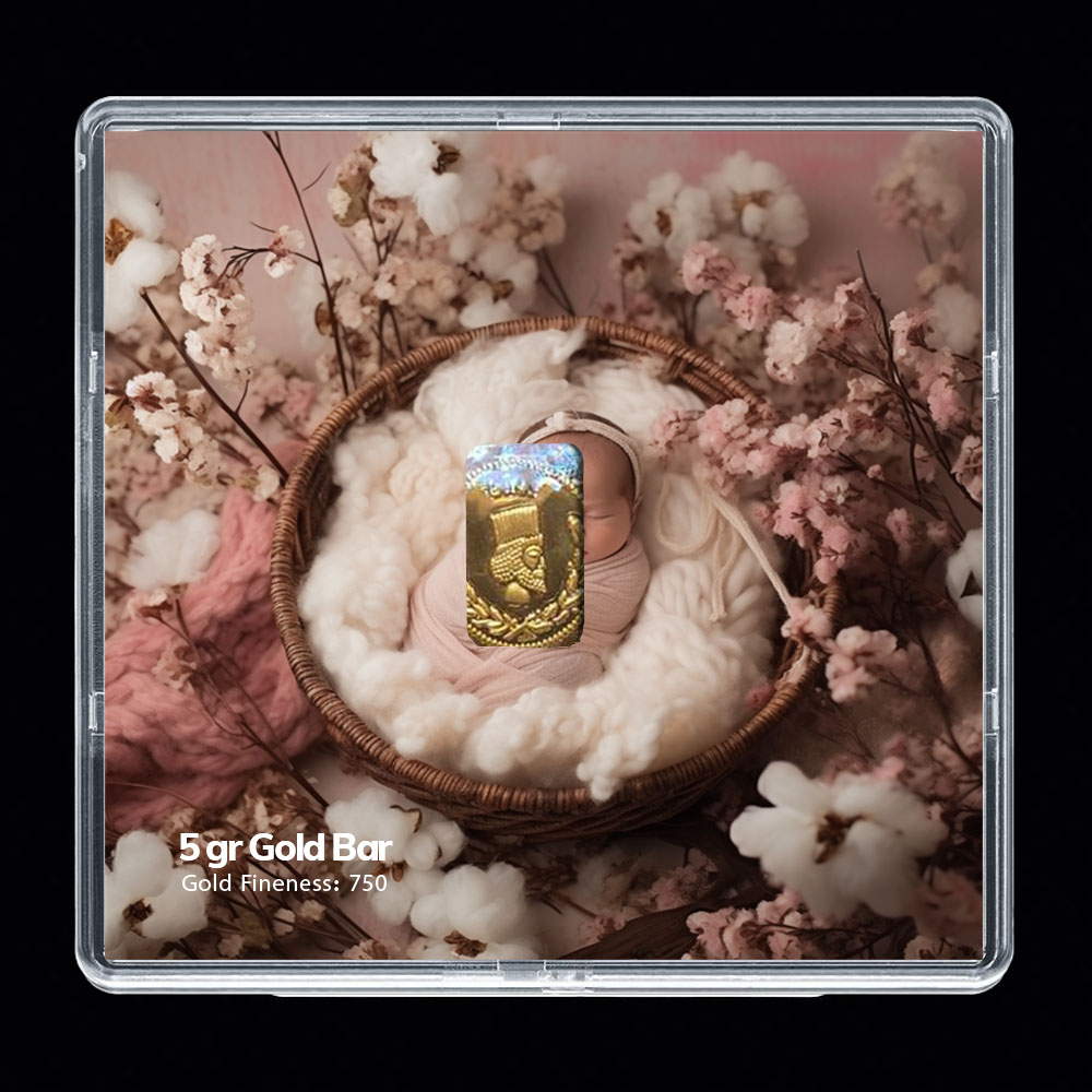 شمش طلا 18 عیار مدوپد مدل نوزاد کد SG-10293