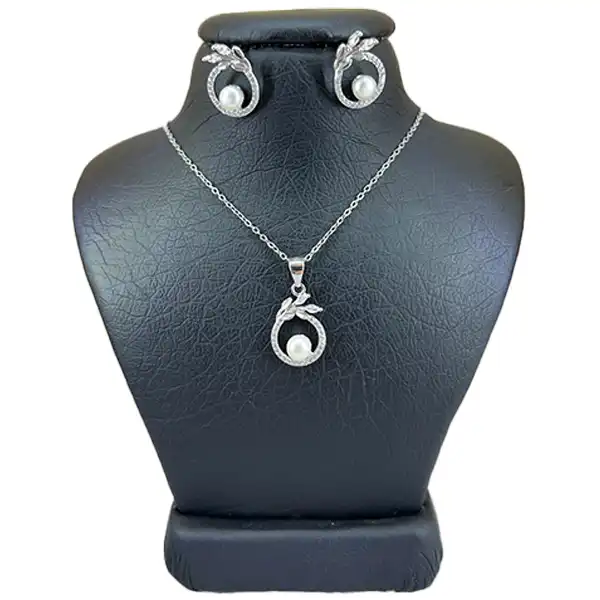 نیم ست نقره زنانه مدل خوشه و مروارید کد 9778845