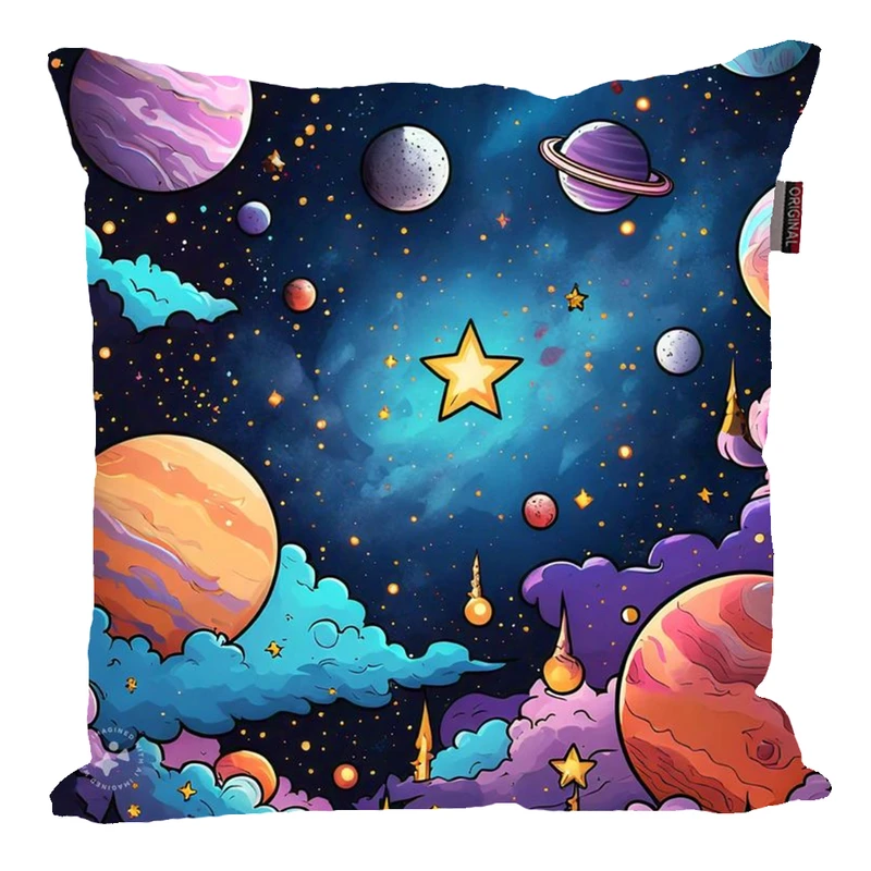 کوسن پاد آفرین مدل فضانورد سیاره منظومه شمسی موشک آدم فضایی کد PK301514 سایز 30*30 سانتی متر