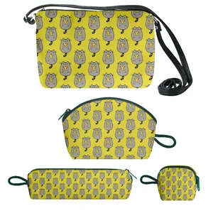 کیف دخترانه طرح گربه کد f146 مجموعه 4 عددی
