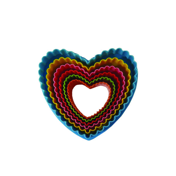 تیغ برش فوندانت مدل رنگی قلب مجموعه 6 عددی