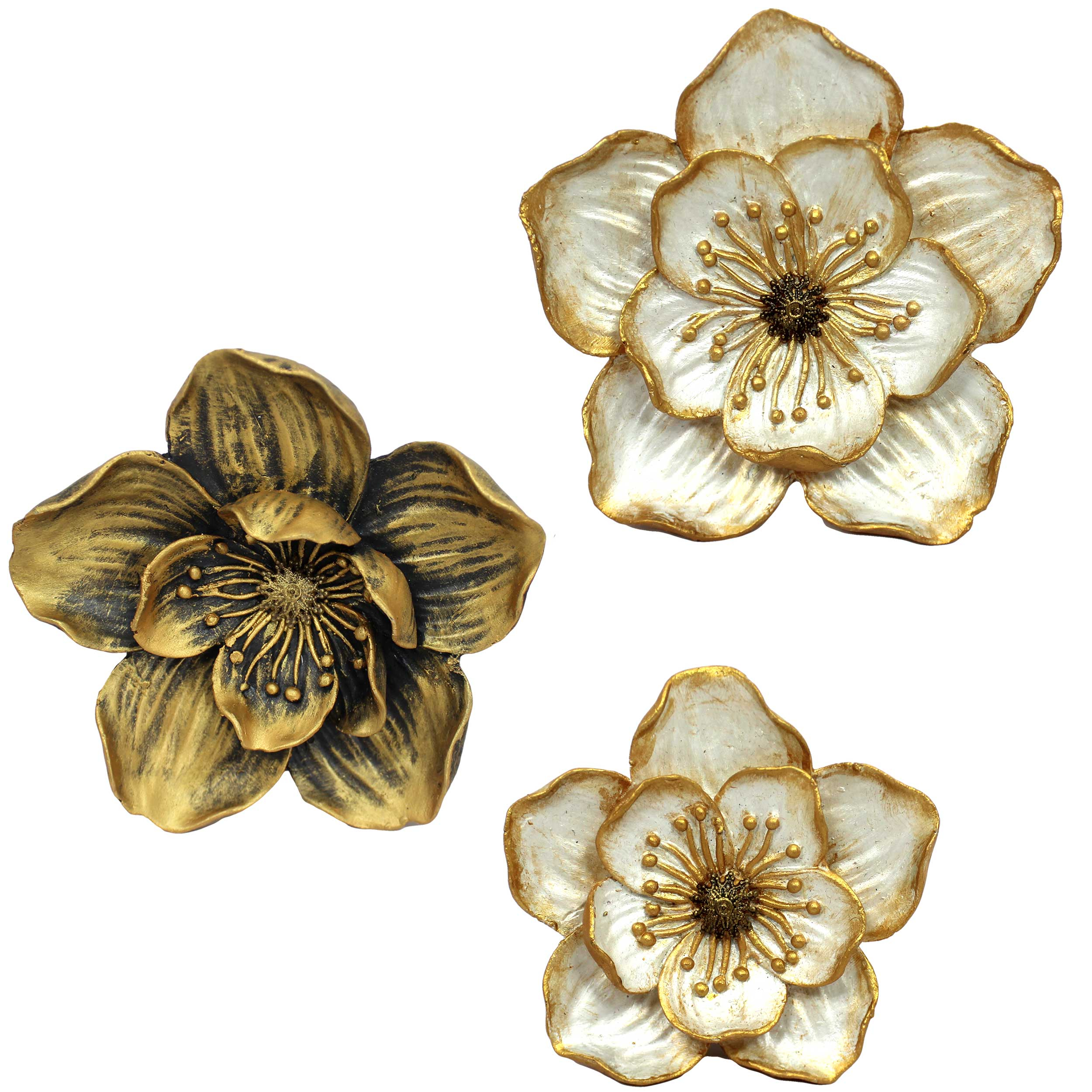 دیوارکوب دست نگار مدل گل ژرانیوم مجموعه 3 عددی