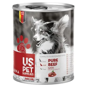 کنسرو غذای سگ یو اس پت مدل pure beef وزن 800 گرم
