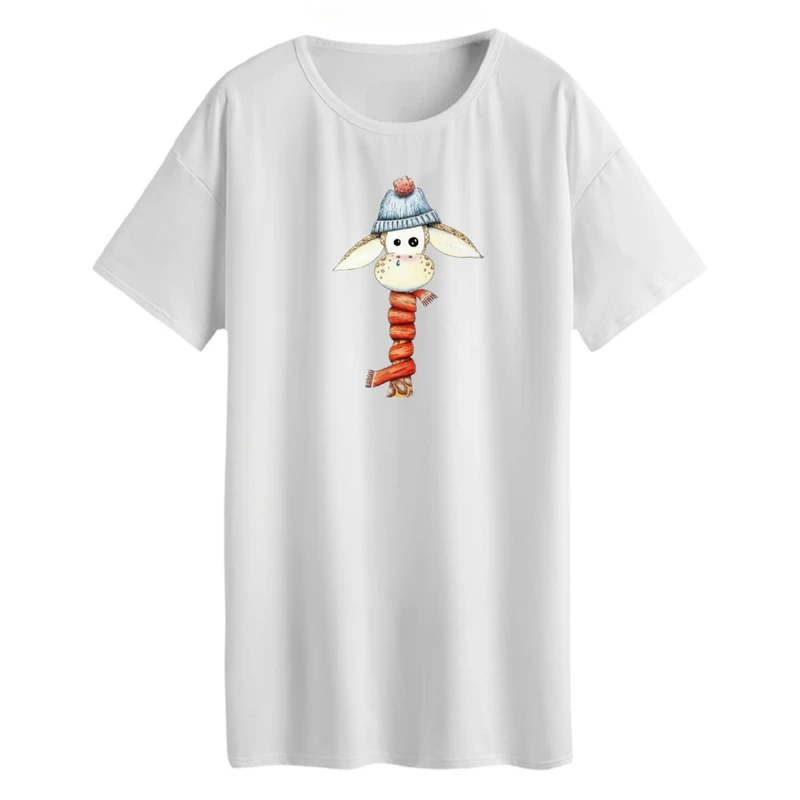 تی شرت لانگ آستین کوتاه زنانه مدل زرافه و شال گردن