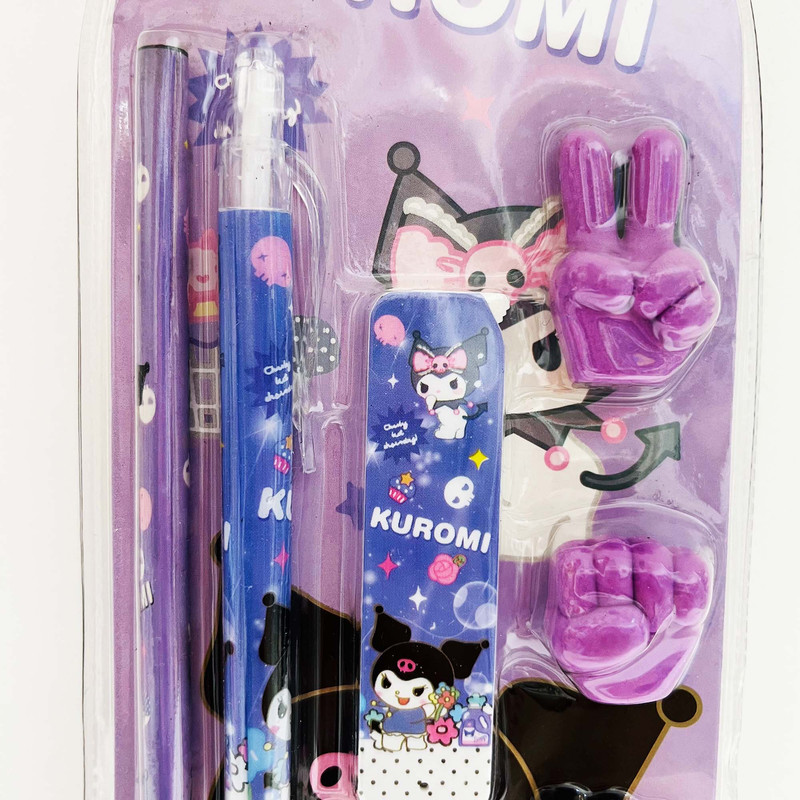 بسته لوازم تحریر مدل کرومی عروسکی مجموعه 7 عددی