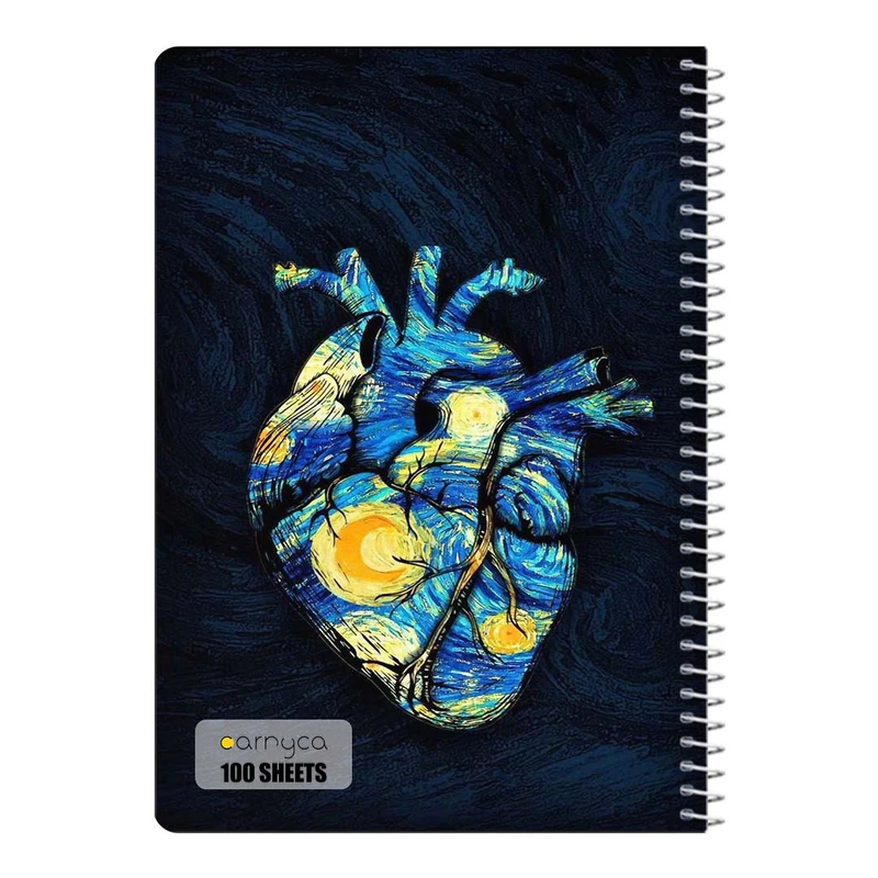 دفتر مشق 100 برگ سیمی کارنیکا طرح شب پرستاره فانتزی ون گوگ Fantasy Starry Night Van Gogh کد 52337