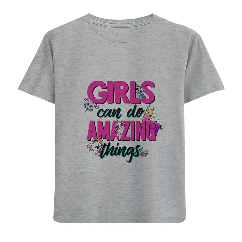 تی شرت آستین کوتاه دخترانه مدل D321 GRILS