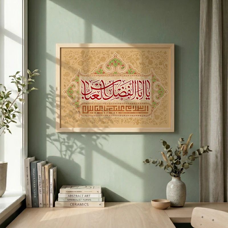 تابلو طرح یا عباس مدل G15674 فریم کرم روشن