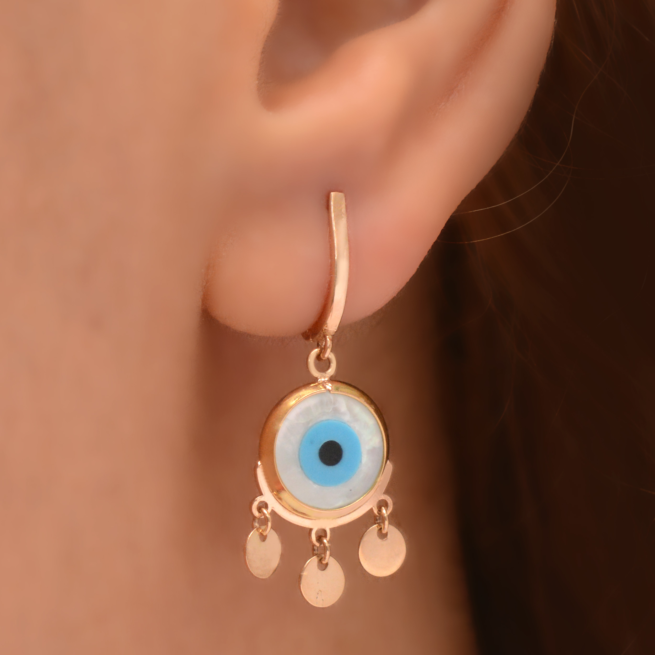 گوشواره طلا 18 عیار زنانه طلای مستجابی مدل چشم کد 01