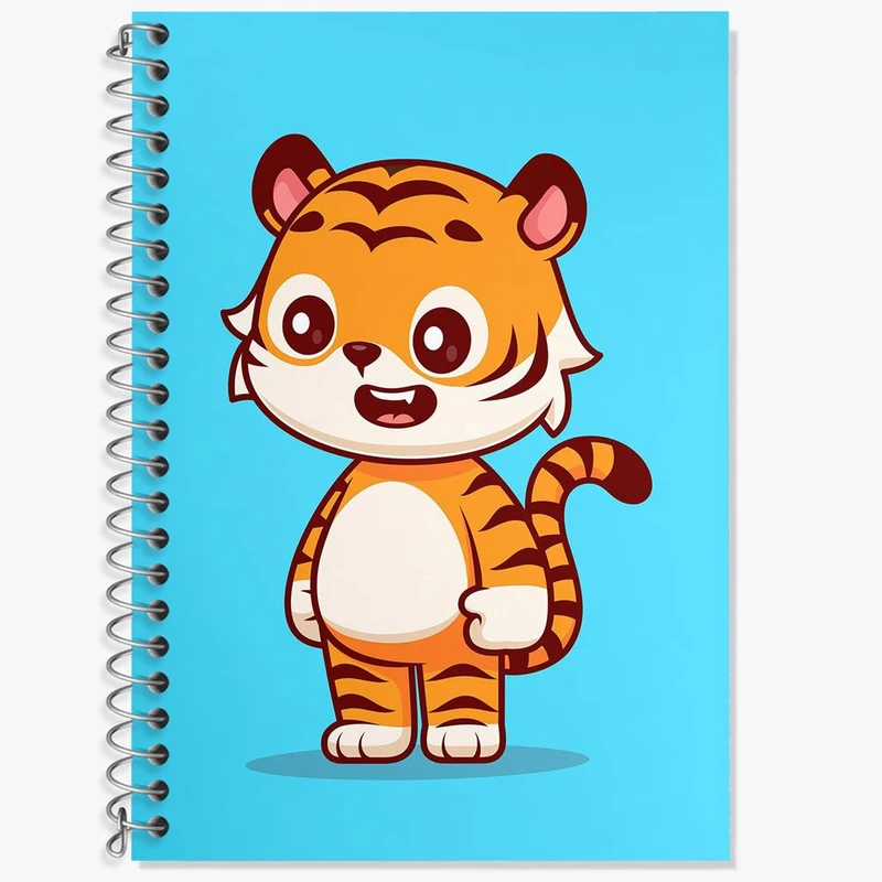 دفتر زبان 50 برگ خندالو مدل دو خط طرح حیوانات بامزه ببر کد 29706