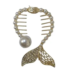 گیره مو زنانه مدل آبشاری طرح دم ماهی مرواریدی