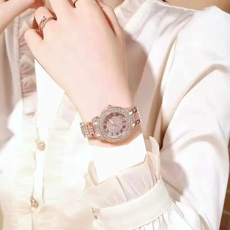 ساعت مچی عقربه ای زنانه مدل فول نگین یونان کد ROZ1