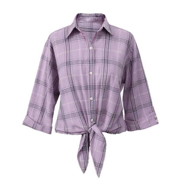 شومیز آستین سه ربع یقه برگردان زنانه مدل نسیم