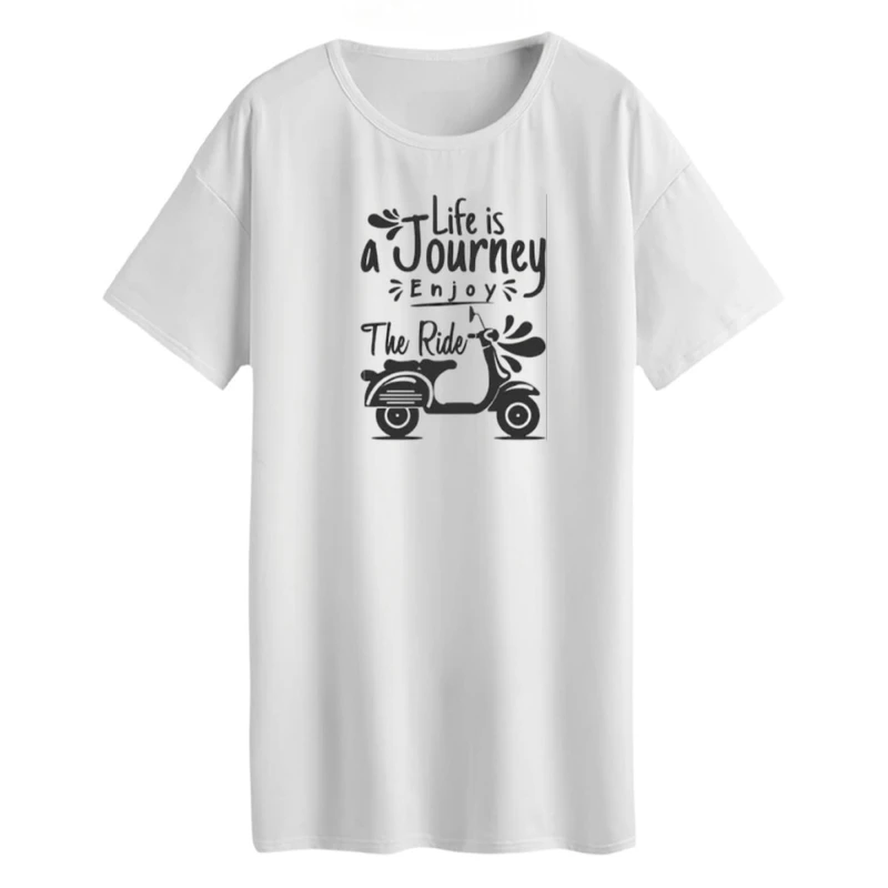 تی شرت لانگ آستین کوتاه زنانه مدل موتور و نوشته