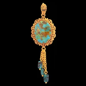 آویز گردنبند طلا 18 عیار زنانه طلای مستجابی مدل فیروزه کد 36903