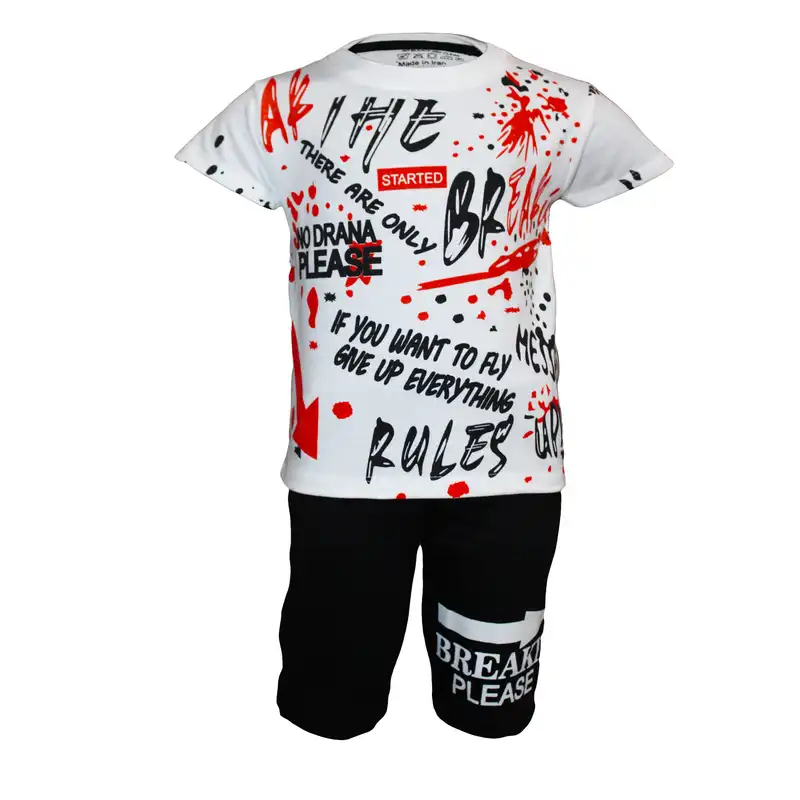 ست تی شرت آستین کوتاه  و شلوارک پسرانه مدل 118