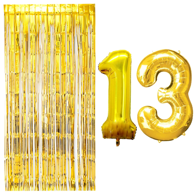 بادکنک فویلی مسترتم طرح عدد 13 به همراه پرده تزئینی بسته 3 عددی