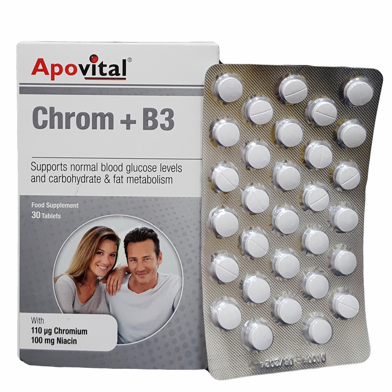 قرص کروم و ب3 آپوویتال بسته 30 عددی