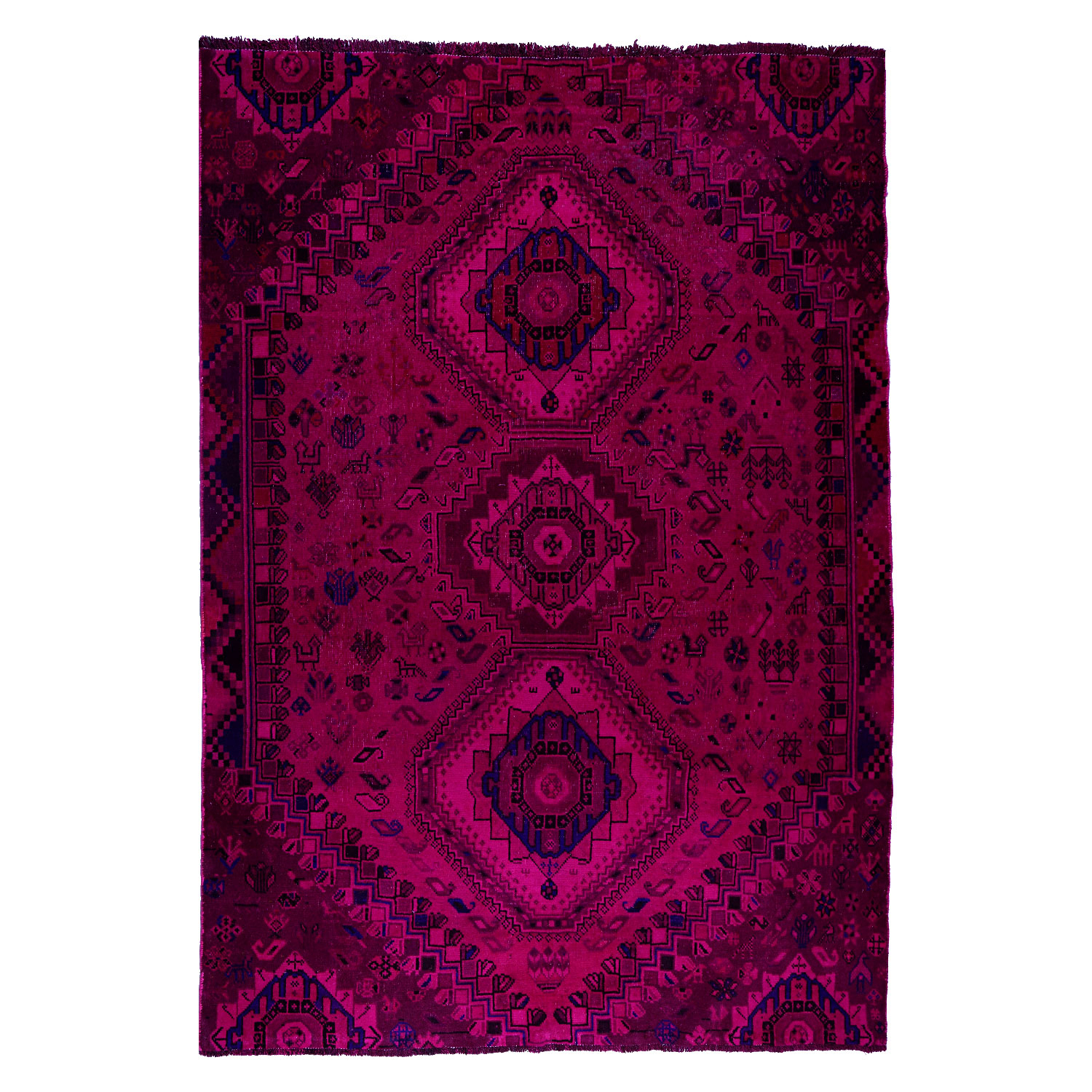 فرش دستبافت رنگ شده چهار و نیم متری طرح وینتج کد 991232