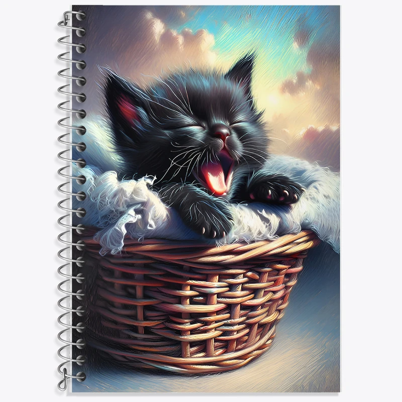 دفتر زبان 50 برگ خندالو مدل دو خط طرح گربه بامزه کد F6668