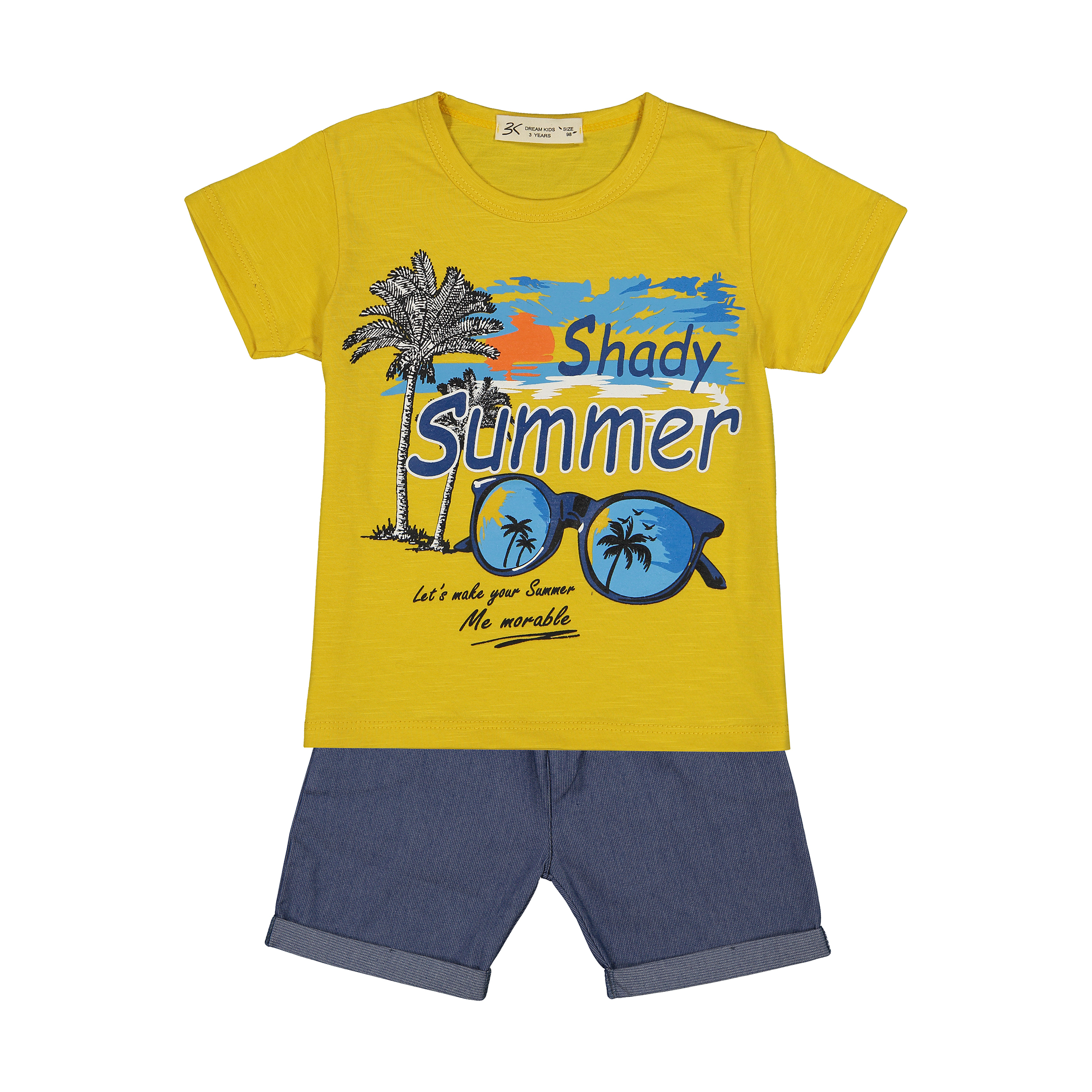 ست تی شرت و شلوارک پسرانه بی کی مدل 2211250-16