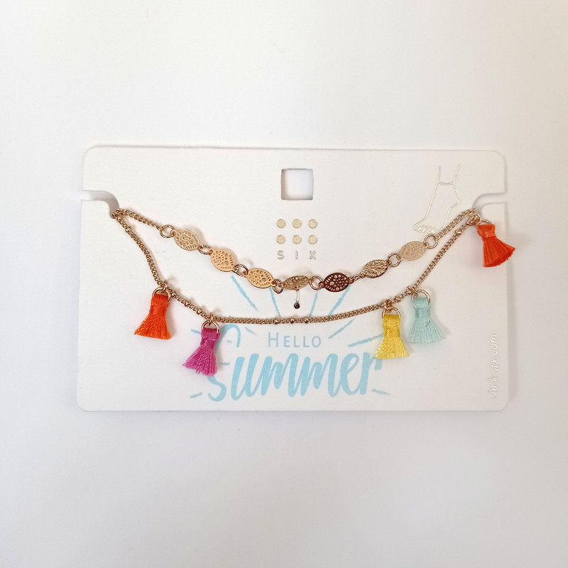 پابند زنانه سیکس مدل دولاینه منگوله دار مجموعه 2 عددی