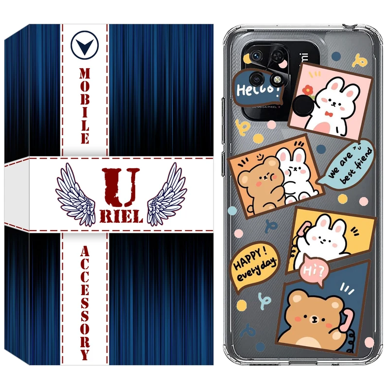 کاور یوریل مدل Clear کد 19 طرح خرگوش و خرس مناسب برای گوشی موبایل شیائومی Redmi 10C